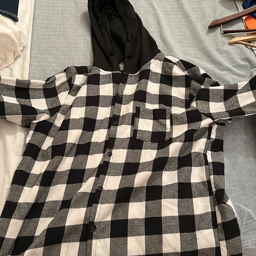 SHEIN Black and White Flannel Shirt